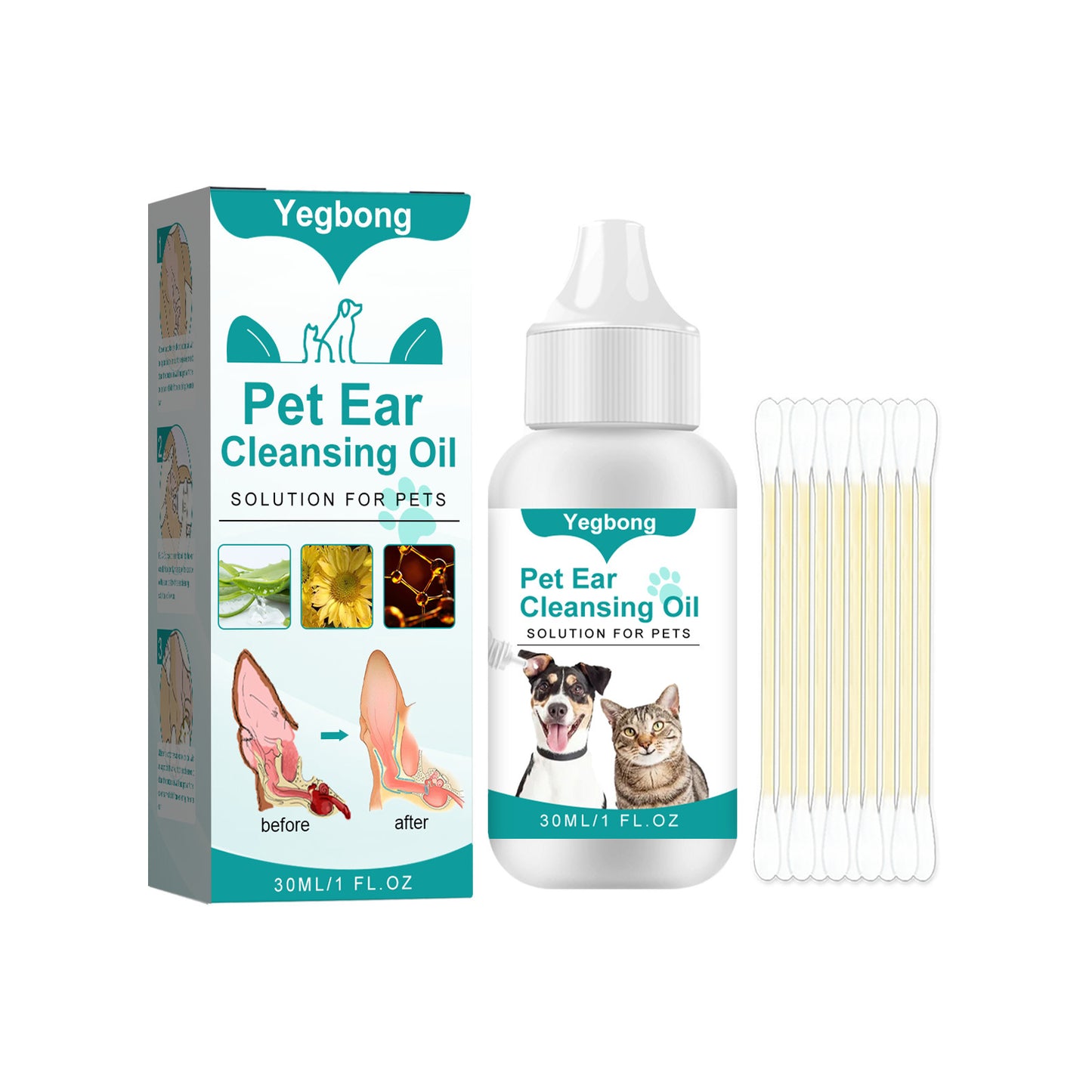 Pet Ear Cleansing Oil — Clear Earwax, Remove Odor & Ear Mites for Dogs & Cats