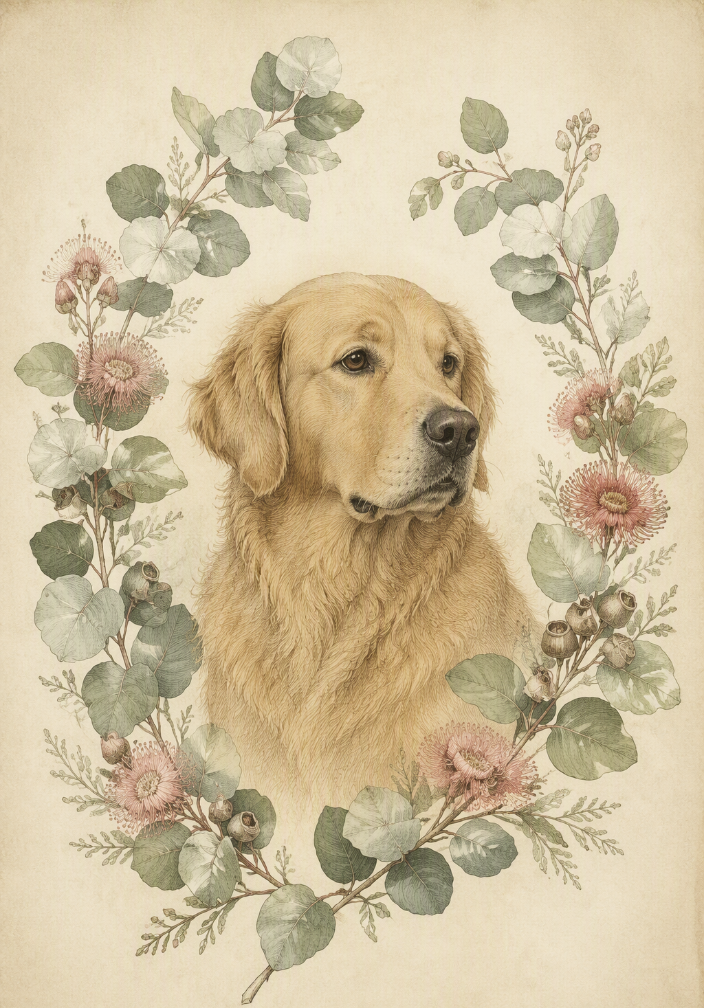 Vintage Herbarium Pets — 6-Piece Botanical Gallery Wall Set (Instant Download)