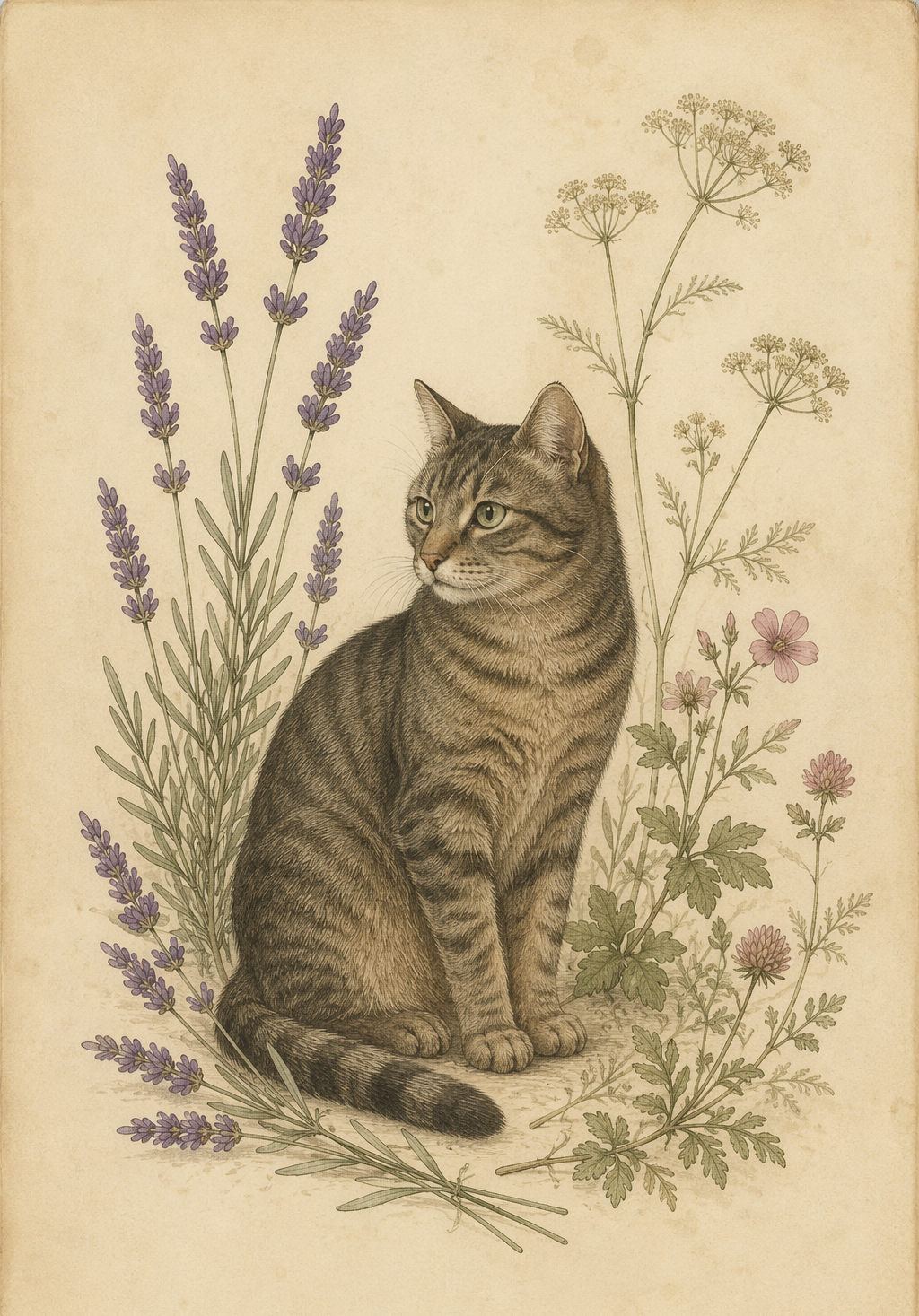 Vintage Herbarium Pets — 6-Piece Botanical Gallery Wall Set (Instant Download)