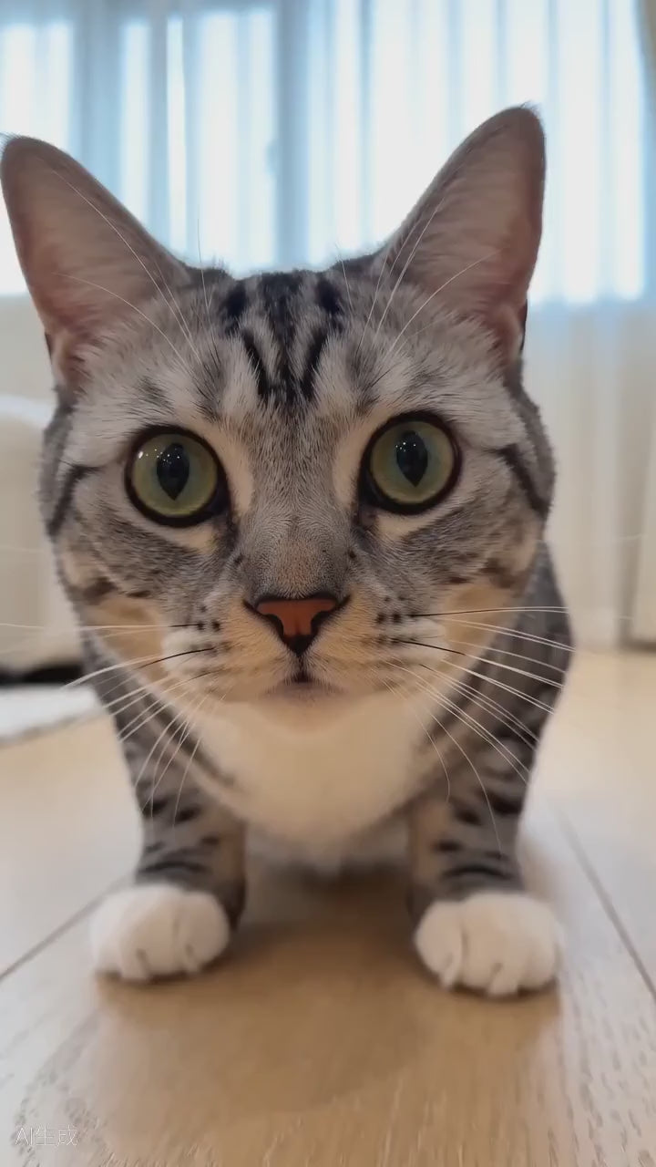 Sample AI video ad — smart cat toy (tabby cat)