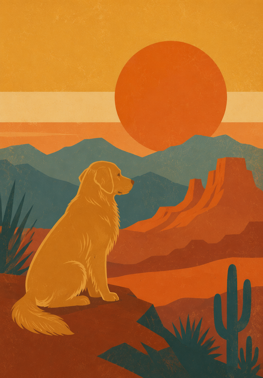 Retro Park Pets — 6-Piece Mid-Century Travel Poster Set (Instant Download)