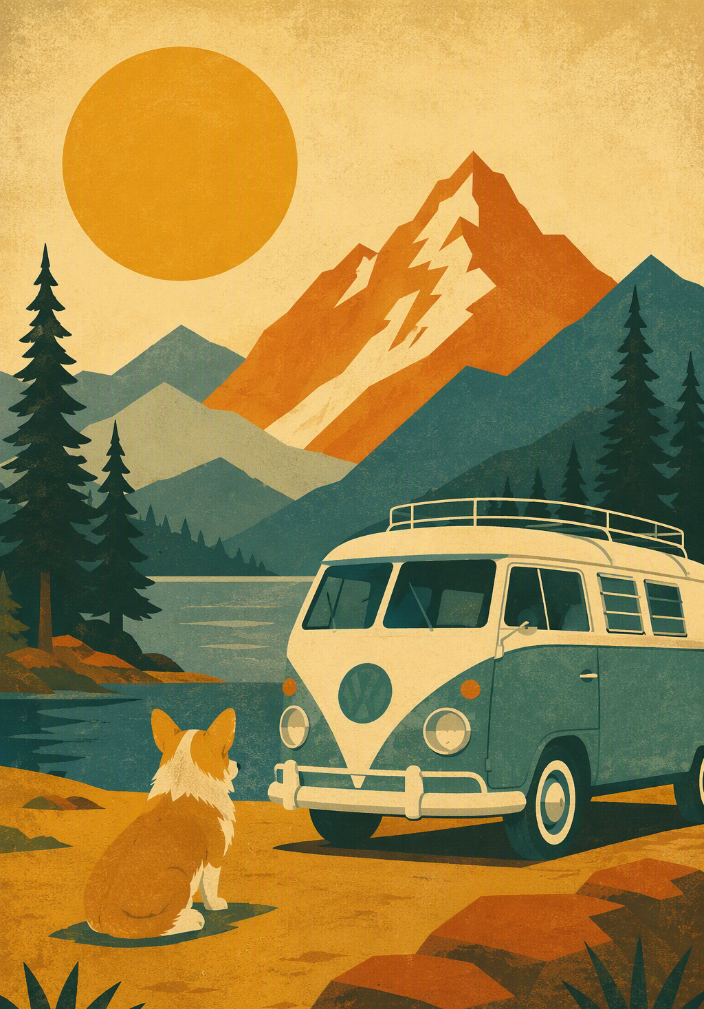 Retro Park Pets — 6-Piece Mid-Century Travel Poster Set (Instant Download)